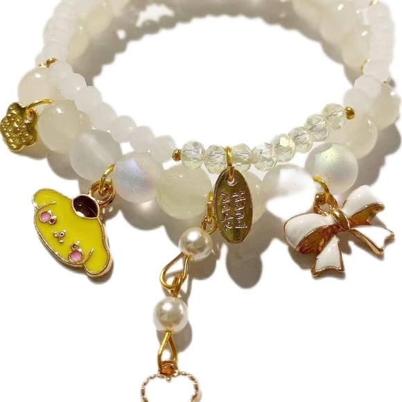 Charming Gold and Cream Beaded Bracelet - Picture 2 of 4